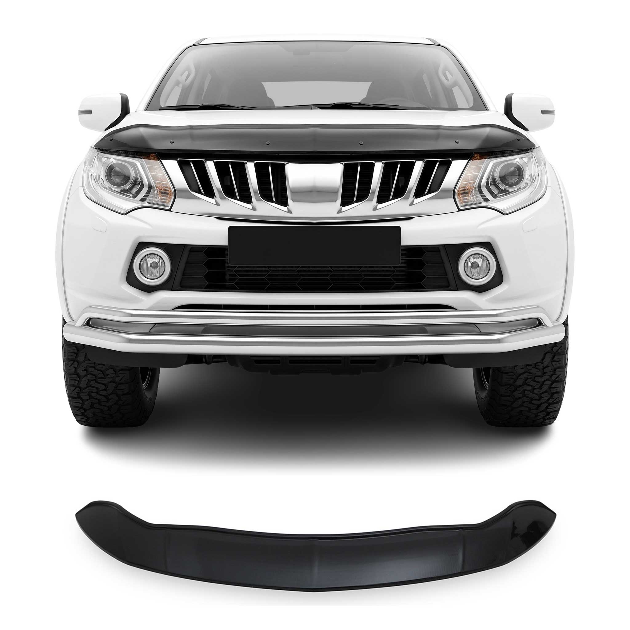 Deflecteurs d'air capot de voiture pour Mitsubishi L200 2015-2019 Acrylique Noir