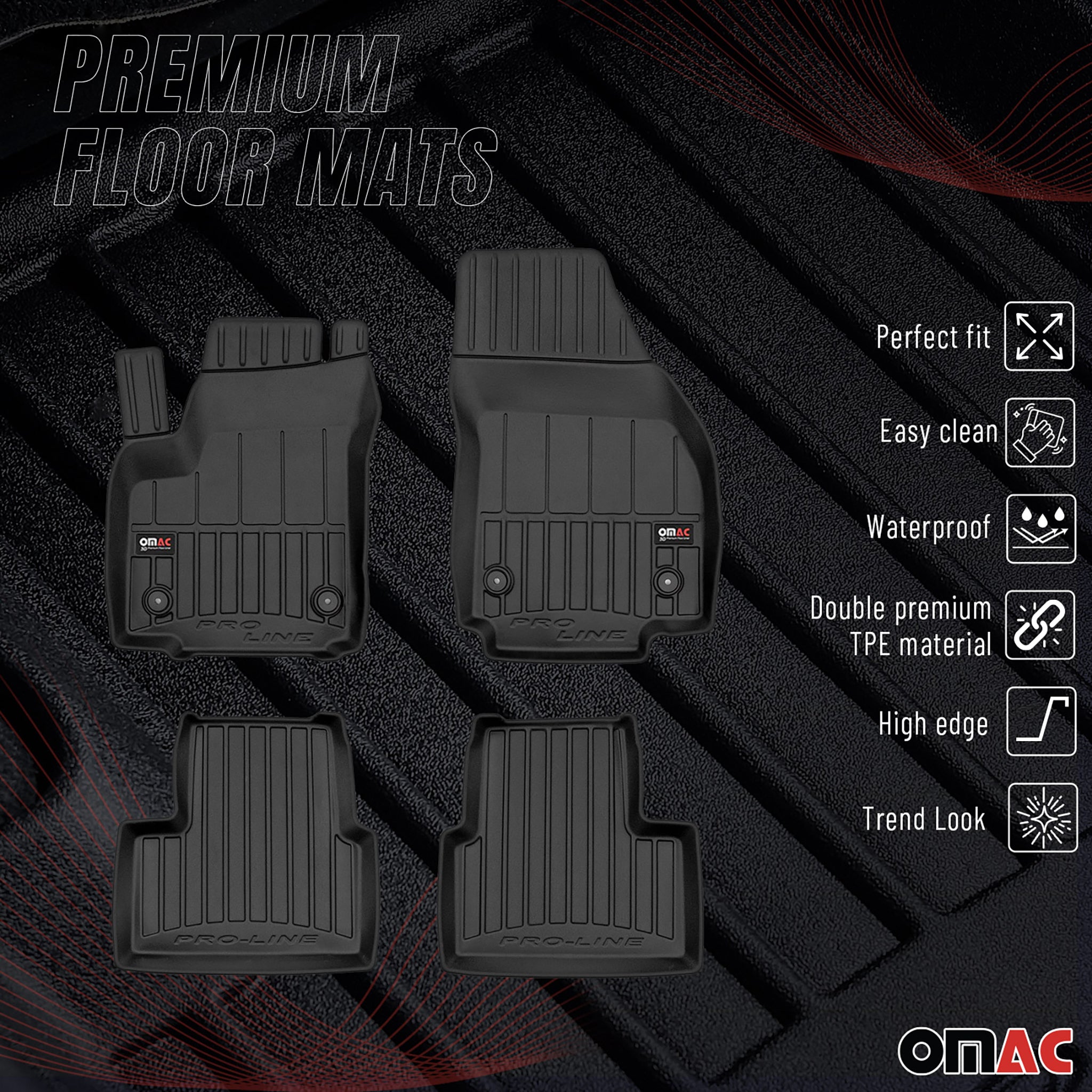 Tapis de Sol pour Opel Meriva B 2010-2017 Caoutchouc TPE Noir