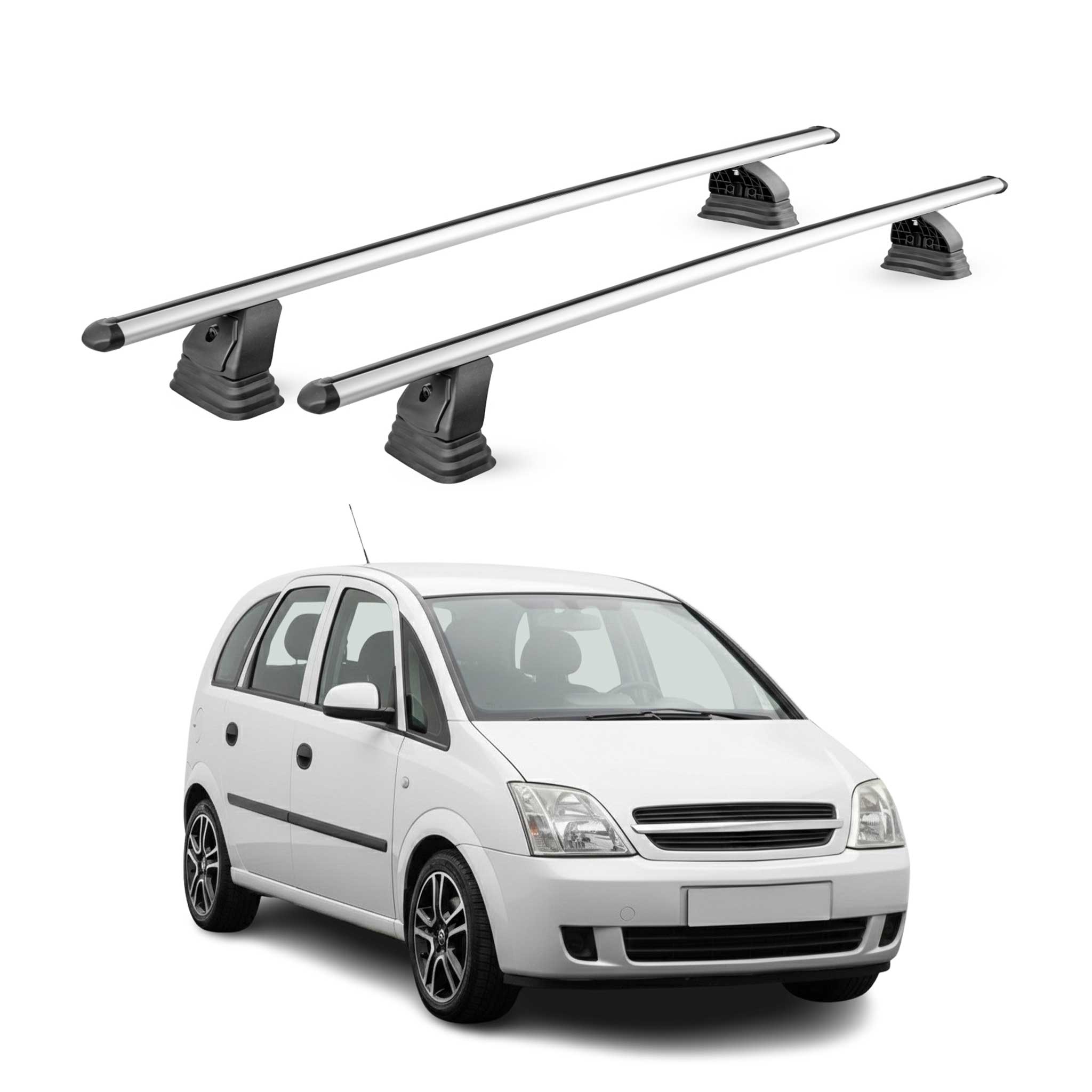 Barres de toit transversales Alu pour Opel Meriva A 2003-2010 TÜV 75 kg Gris 2x