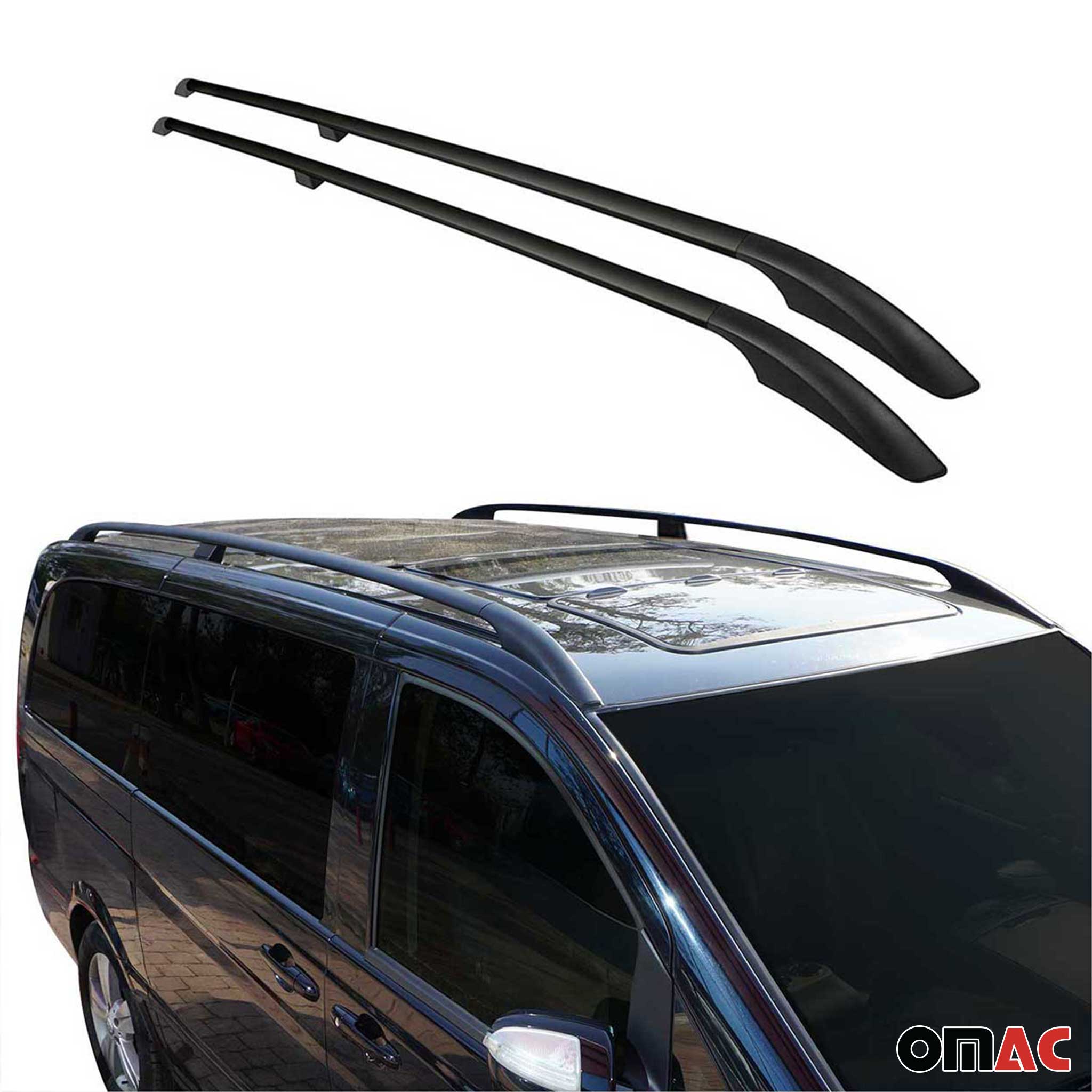 Barres de toit longitudinales pour Renault Kangoo 2008-2021 L1 Aluminium Noir 2x