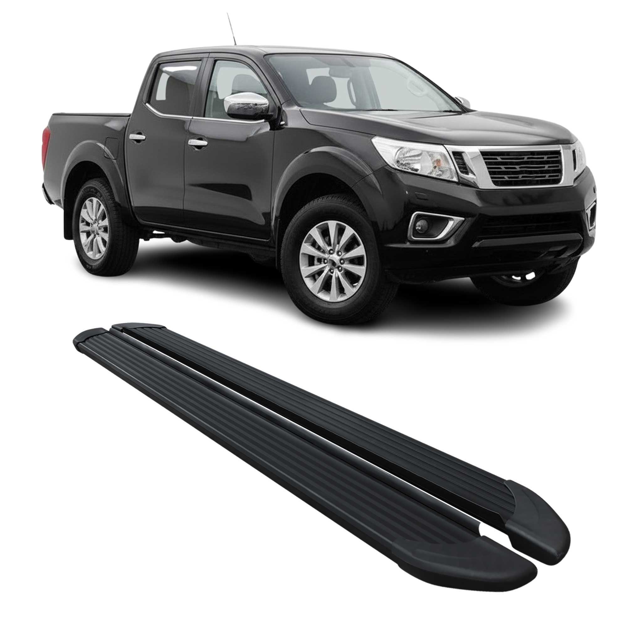 Marchepieds Latéraux pour Nissan Navara D23 Double Cab  2015-2023 Noir Alu 2Pcs