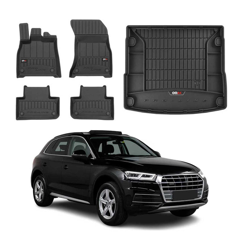 Kit Tapis de Sol et Coffre pour Audi Q5 II 2017-2022 TPE Noir