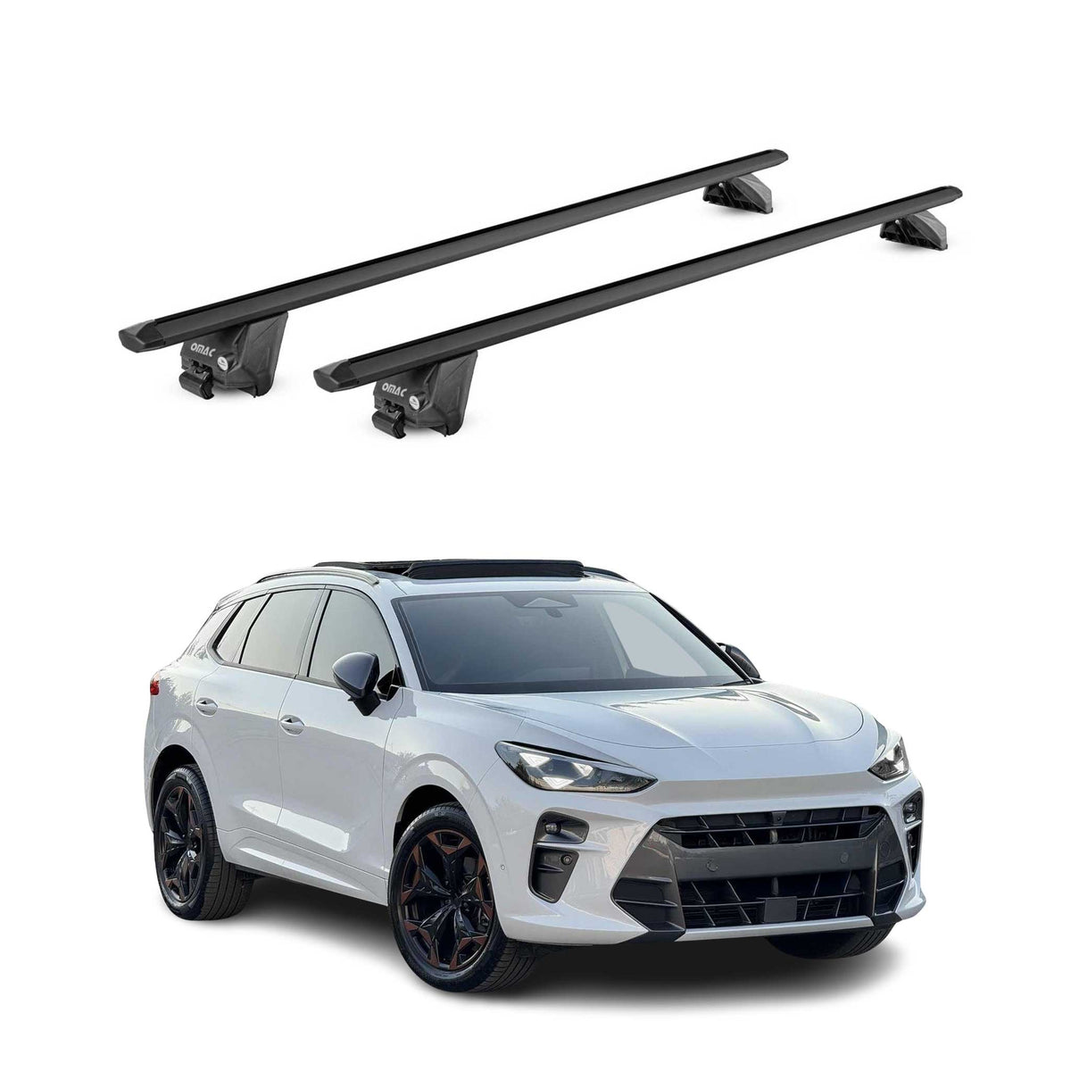 Barres de toit transversales pour Cupra Terramar 2024-2026 Alu Noir 2 pièces ABE