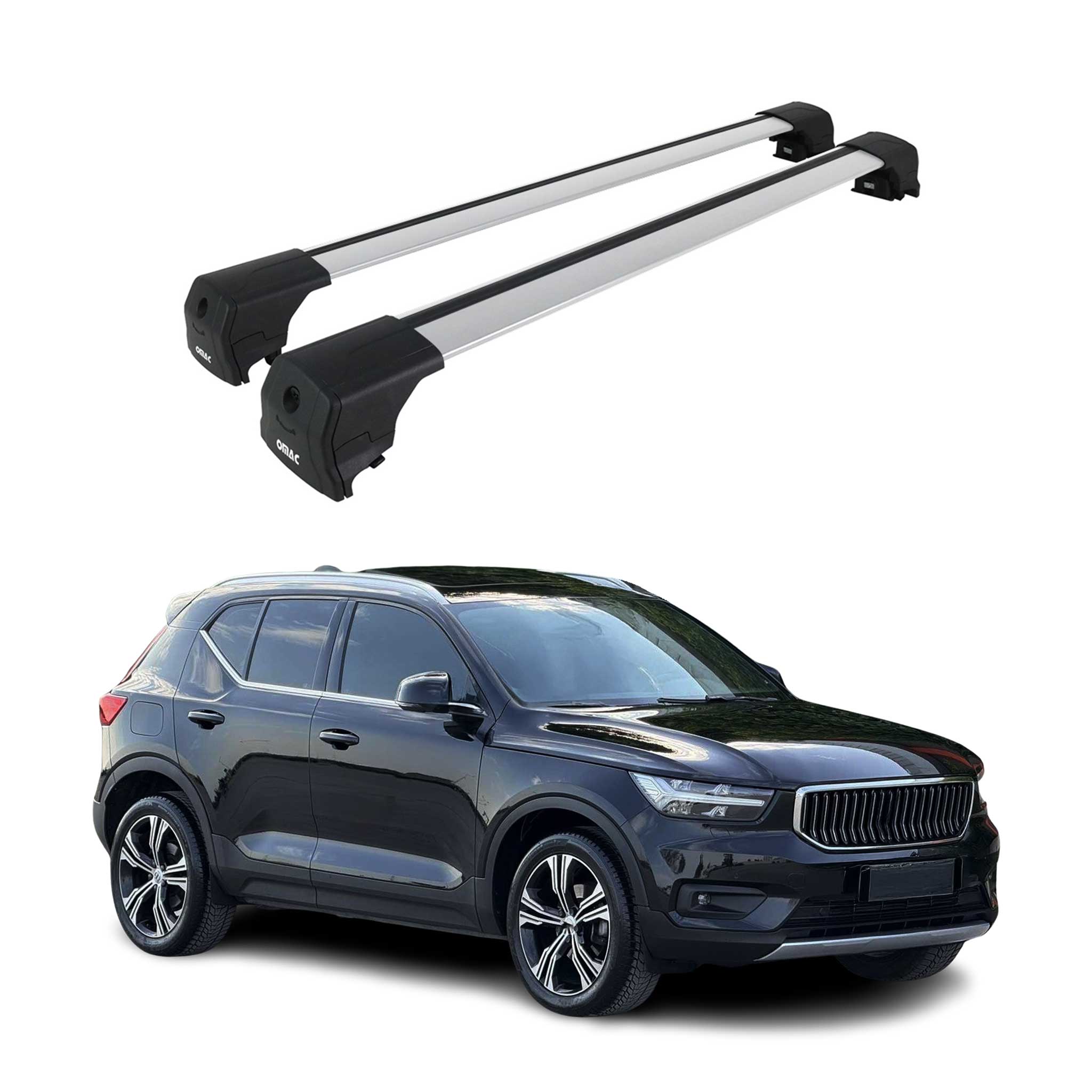 Barres De Toit Transversales pour Volvo XC40 2018-2026 Aluminium Gris ABE