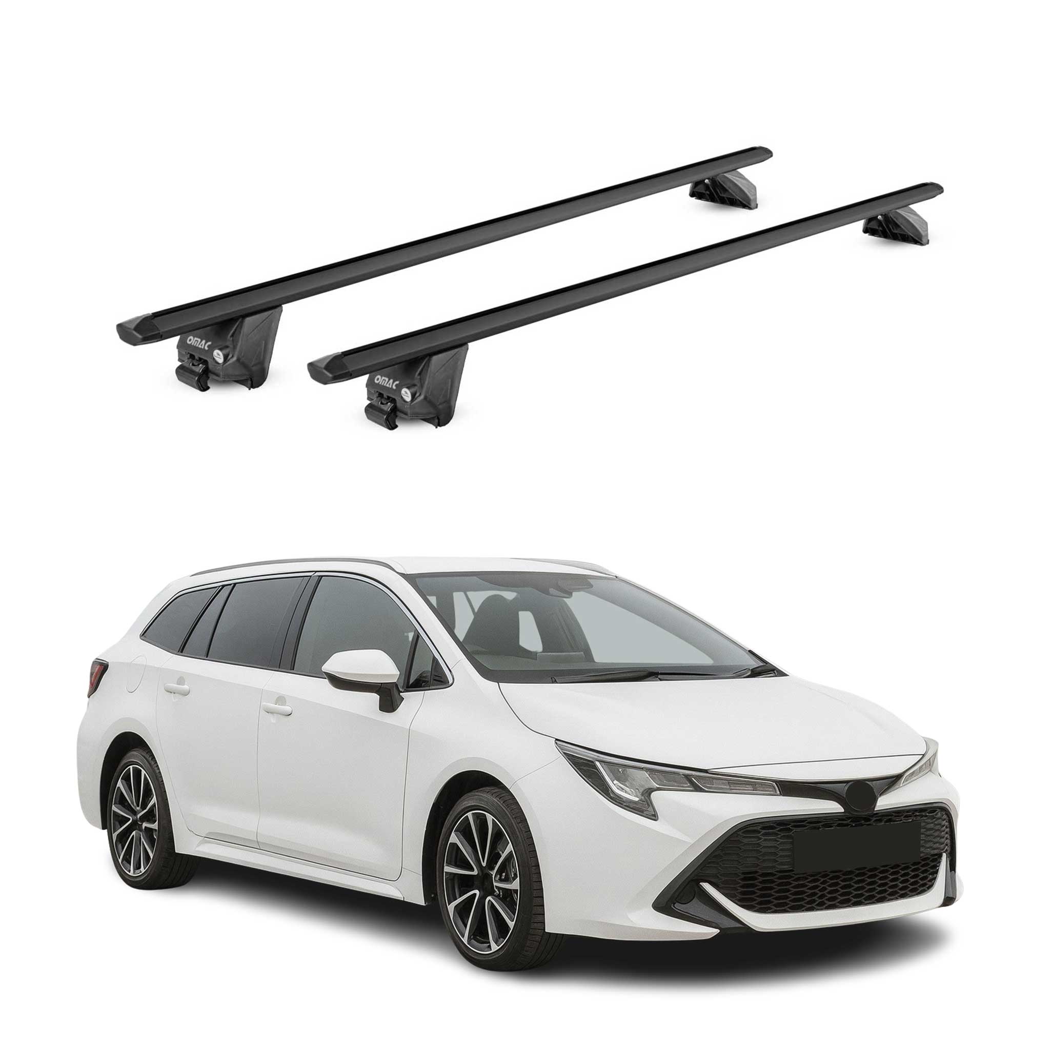 Barres de toit transversales pour Toyota Corolla Break 2019-2026 Alu Noir 2x ABE