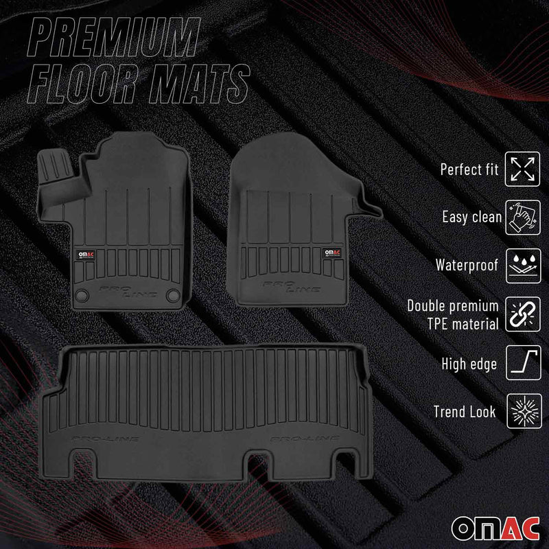 OMAC Tapis de sol en caoutchouc pour Mercedes Vito W447 2014-2025 Noir Premium