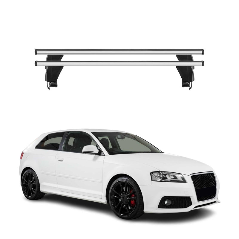 Menabo Barres de toit transversales pour Audi A3 8P 3 portes 2003-2012 Alu Gris