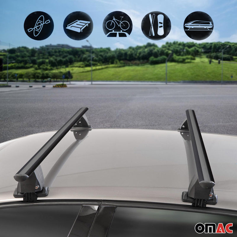 Menabo Barres de toit Transversales pour Opel Meriva 2010-2017 Alu Noir 2x ABE