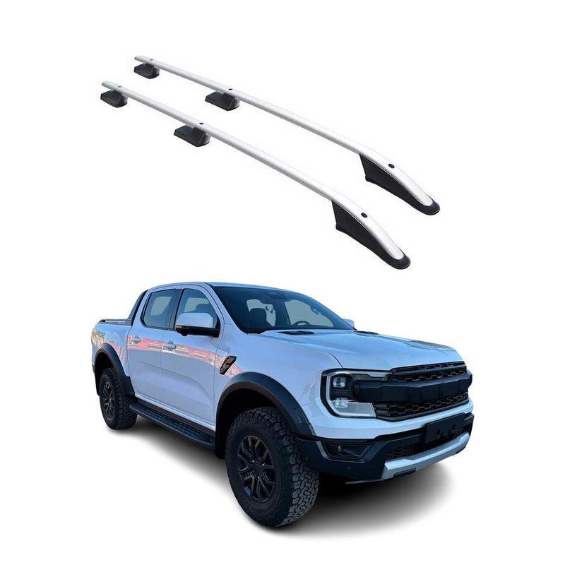 Barres de toit longitudinales pour Ford Ranger PK P703 2022-2025 Alu Argent