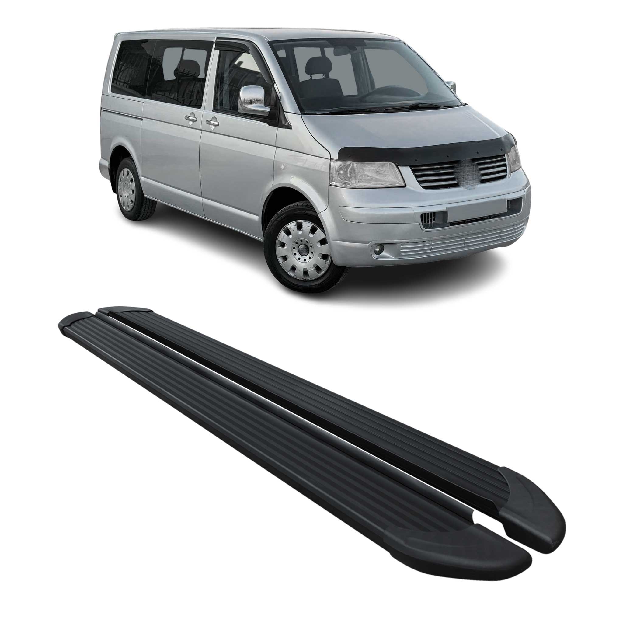 Marchepieds Latéraux pour VW Transporter T5 2003-2015 Aluminium Noir L1 Court 2x