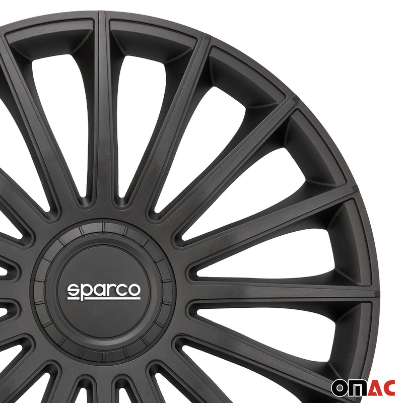 SPARCO Jeu Enjoliveurs de Roues 16 Pouces en ABS Noir 4 piéces