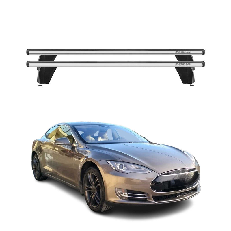 Menabo Barres de toit Transversales pour Tesla Model S 100D 2012-2017 Alu Gris