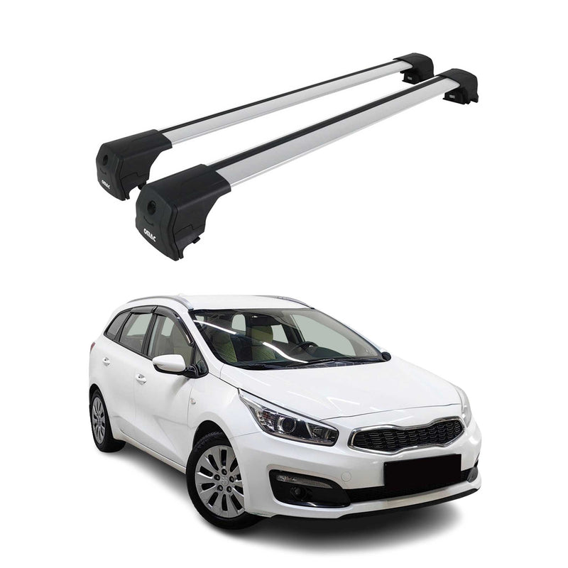 Barres De Toit pour Kia Cee'd Estate Break 2012-2018 Aluminium Gris ABE