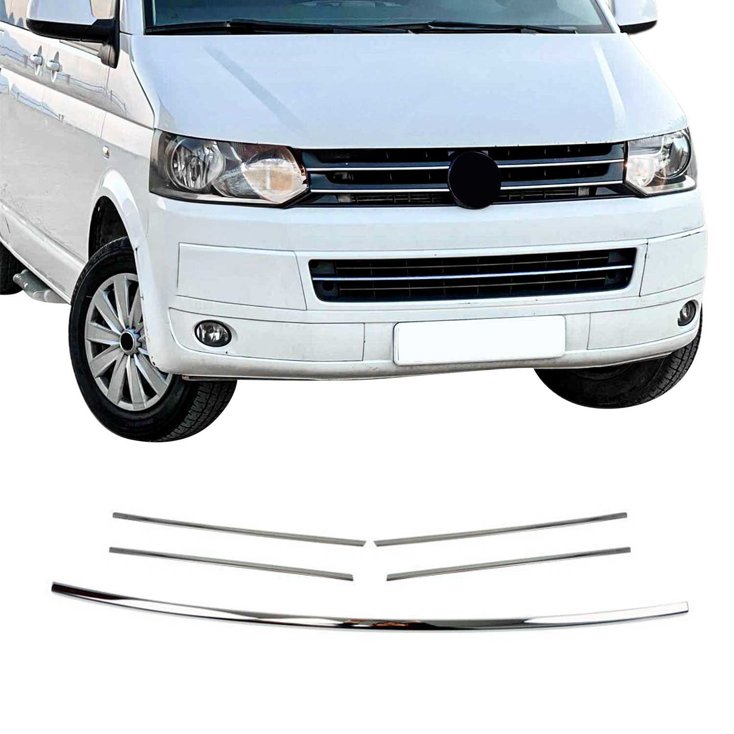 Grille de calendre pour VW T5 Transporter 2010-2015 Facelift inox 5Pcs