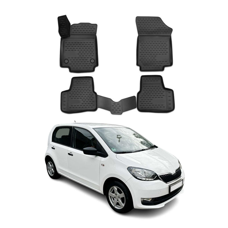 Tapis de Sol pour Skoda Citigo 2011-2023 Caoutchouc TPE Noir