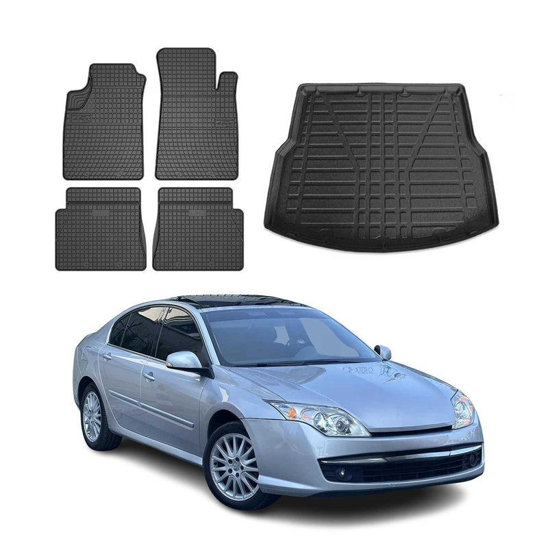 Kit Tapis de sol et coffre pour Renault Laguna 2008-2015 TPE Noir