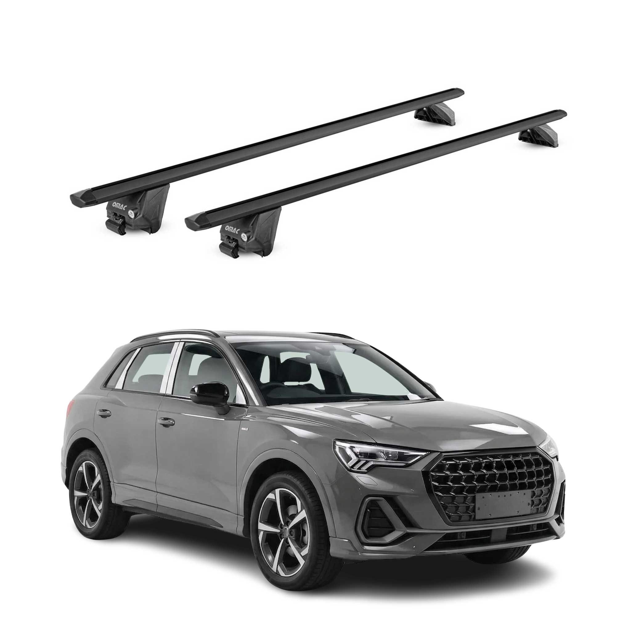 Barres de toit transversales pour Audi Q3 F3 2018-2025 Alu Noir 2 pièces ABE