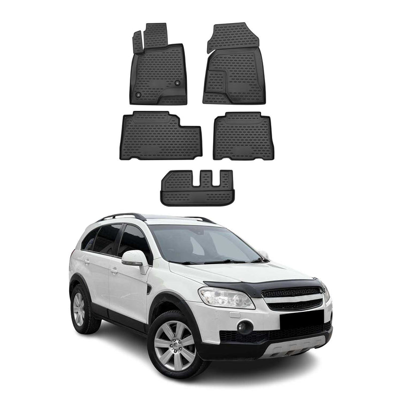 Tapis de Sol pour Chevrolet Captiva 2006-2017 7 sièges Caoutchouc TPE Noir
