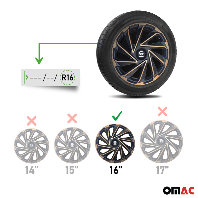 SPARCO Jeu Enjoliveurs de Roues 16 Pouces en ABS Argenté Noir 4 piéces