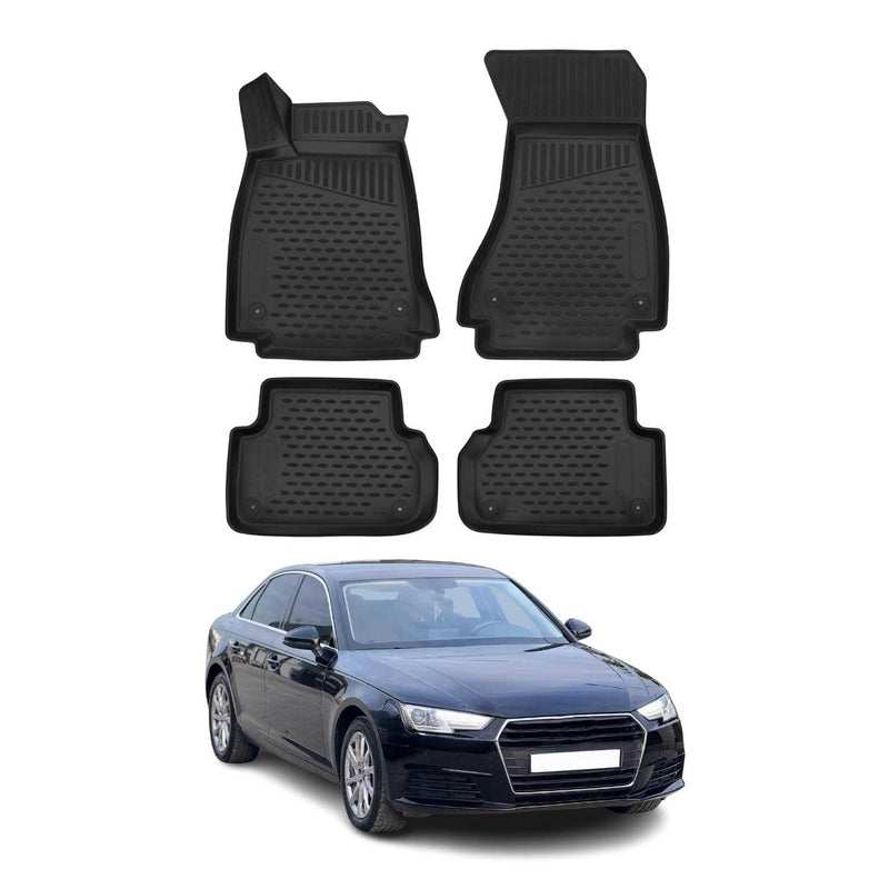 OMAC 3D Tapis de sol pour Audi A4 B9 Berline Break Allroad 2016-2025 TPE Noir