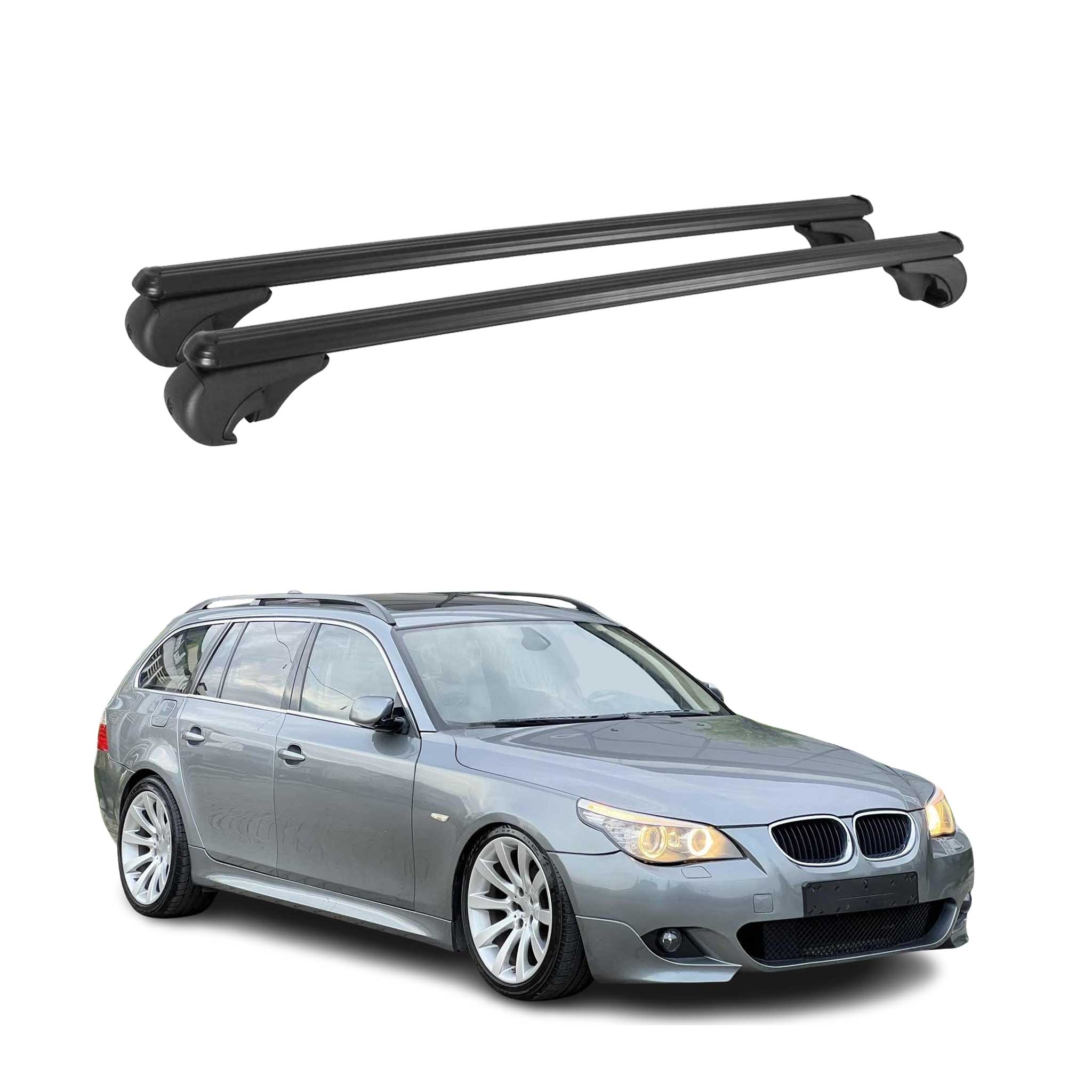 Barres de toit transversales pour BMW Série 5 E61 M5 E61 04-10 Aluminium Noir