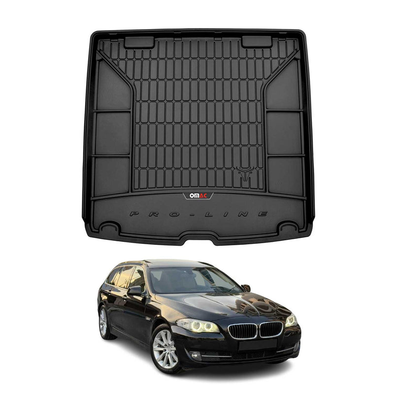 OMAC Tapis de coffre caoutchouc pour BMW Série 5 F11 Break 2009-2017 TPE Noir