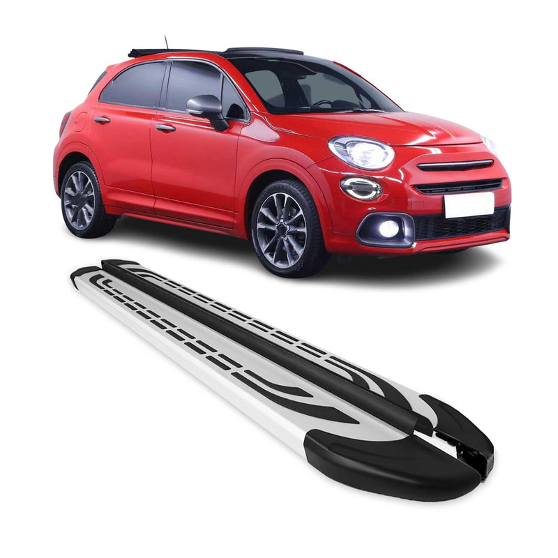 Marchepieds Latéraux pédale pour Fiat 500X 2015-2024 Aluminium Gris 2Pcs