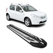 Marchepieds Latéraux pour Dacia Sandero Stepway 2007-2012 Aluminium Gris Noir 2x