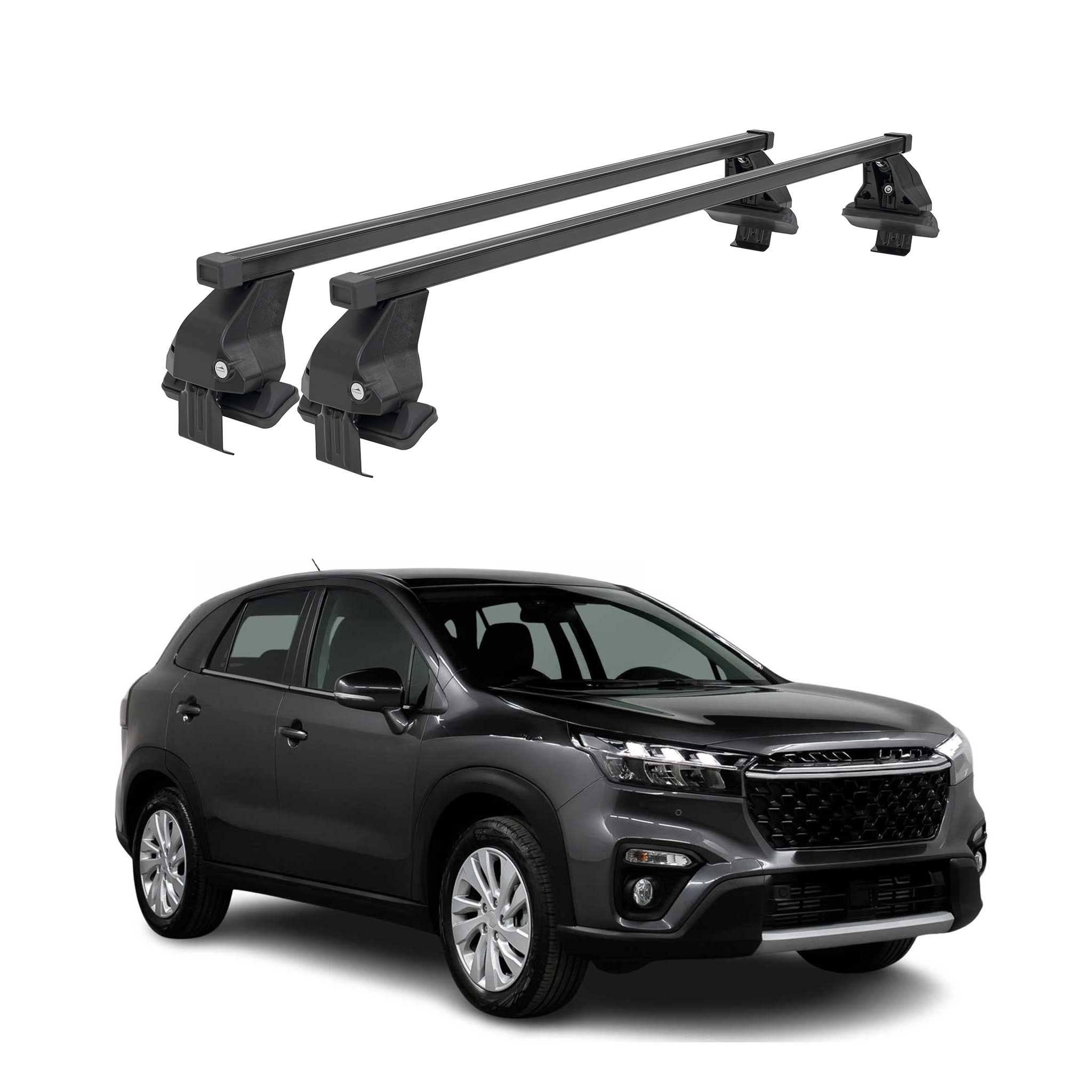 Barres Transversales Menabo pour Suzuki SX4 S-Cross 2016-2021 Noir