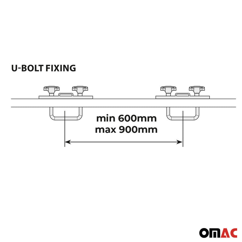 Menabo U-Fixation Kit U-étrier 80mm - pour coffre de toit boîte de toit