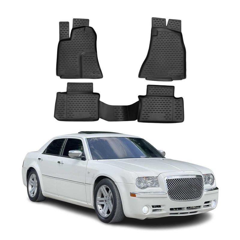 Tapis de sol pour Chrysler 300C 2004-2012 en caoutchouc TPE 3D Noir 4Pcs