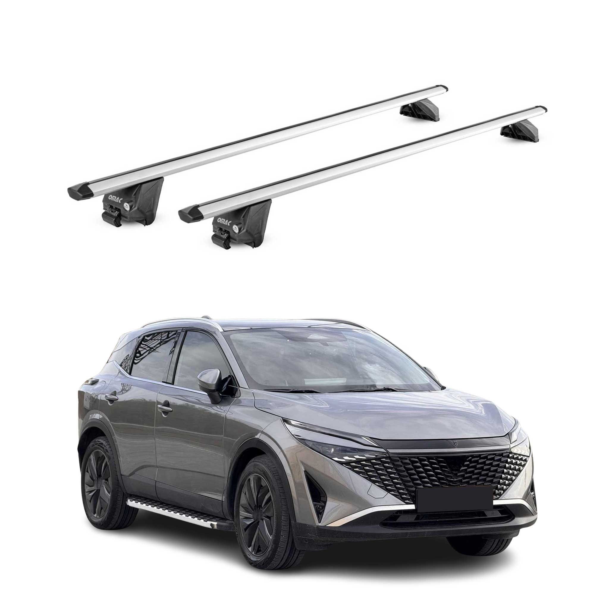Barres de toit transversales pour Nissan Qashqai J12 2021-2026 Alu Gris 2x ABE