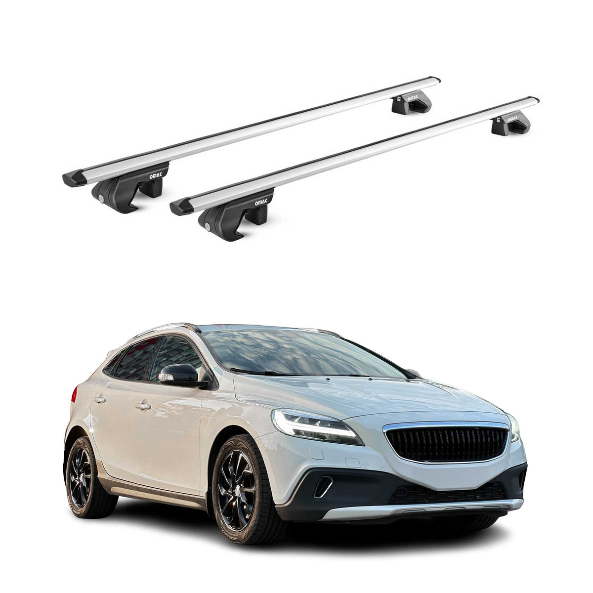 Barres de toit ABE pour Volvo V40 Cross Country 2012-2019 Alu Gris Argenté 2x