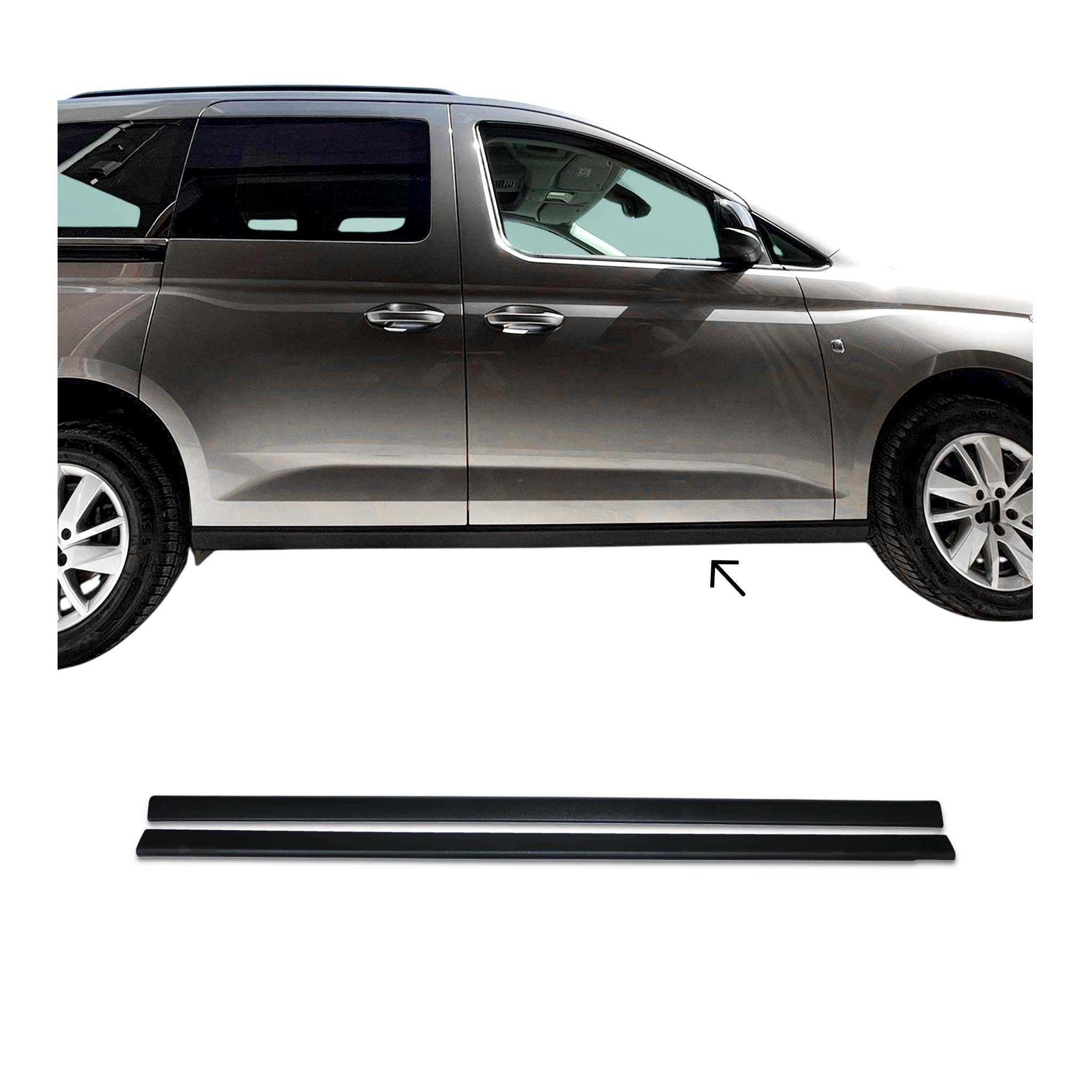 Jupes Latérales de Voiture pour VW Caddy 5 2021-2025 L1 court Noir ABS 2Pcs