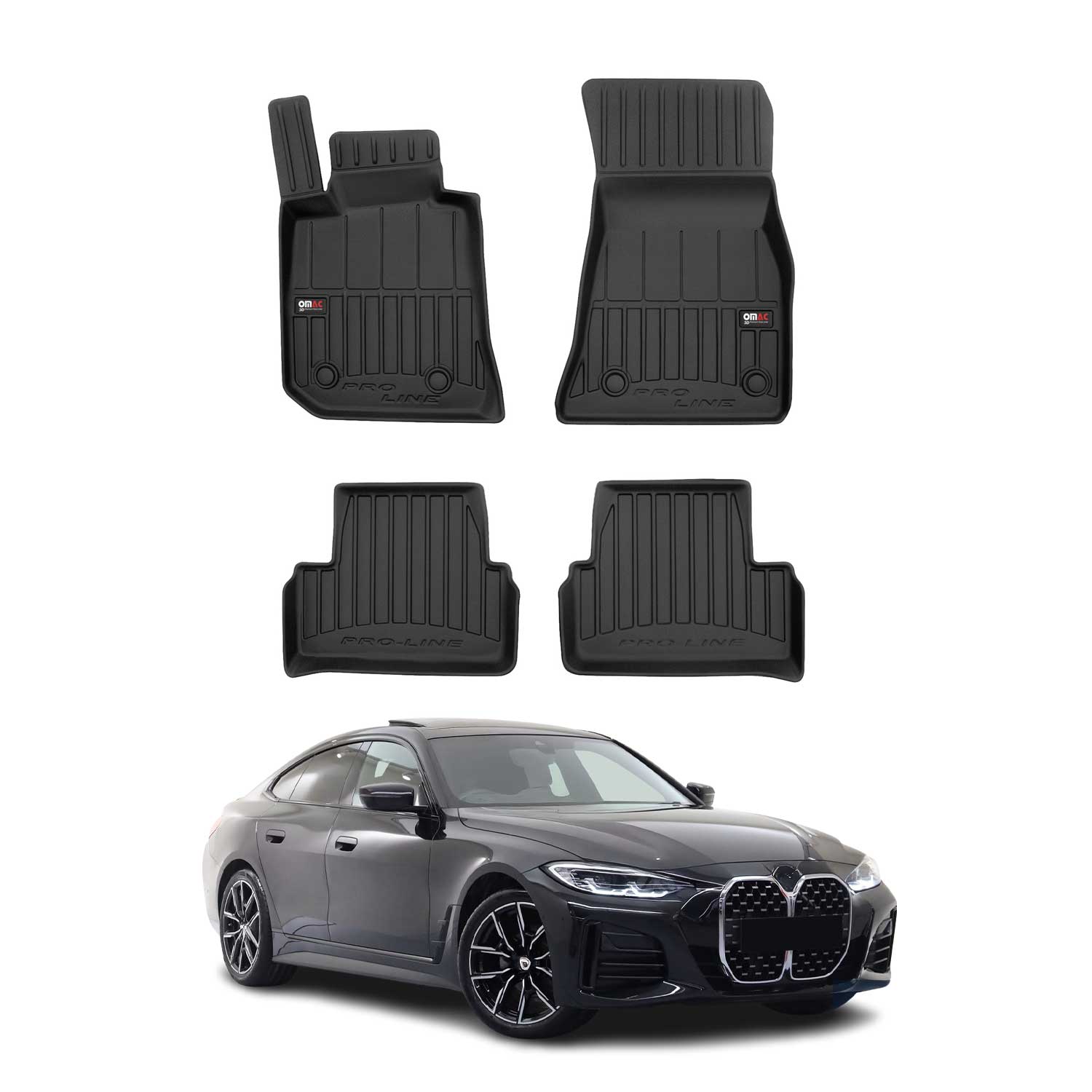 OMAC Tapis de sol caoutchouc pour BMW Série 4 G26 Gran Coupe / i4 2020-2026 Noir