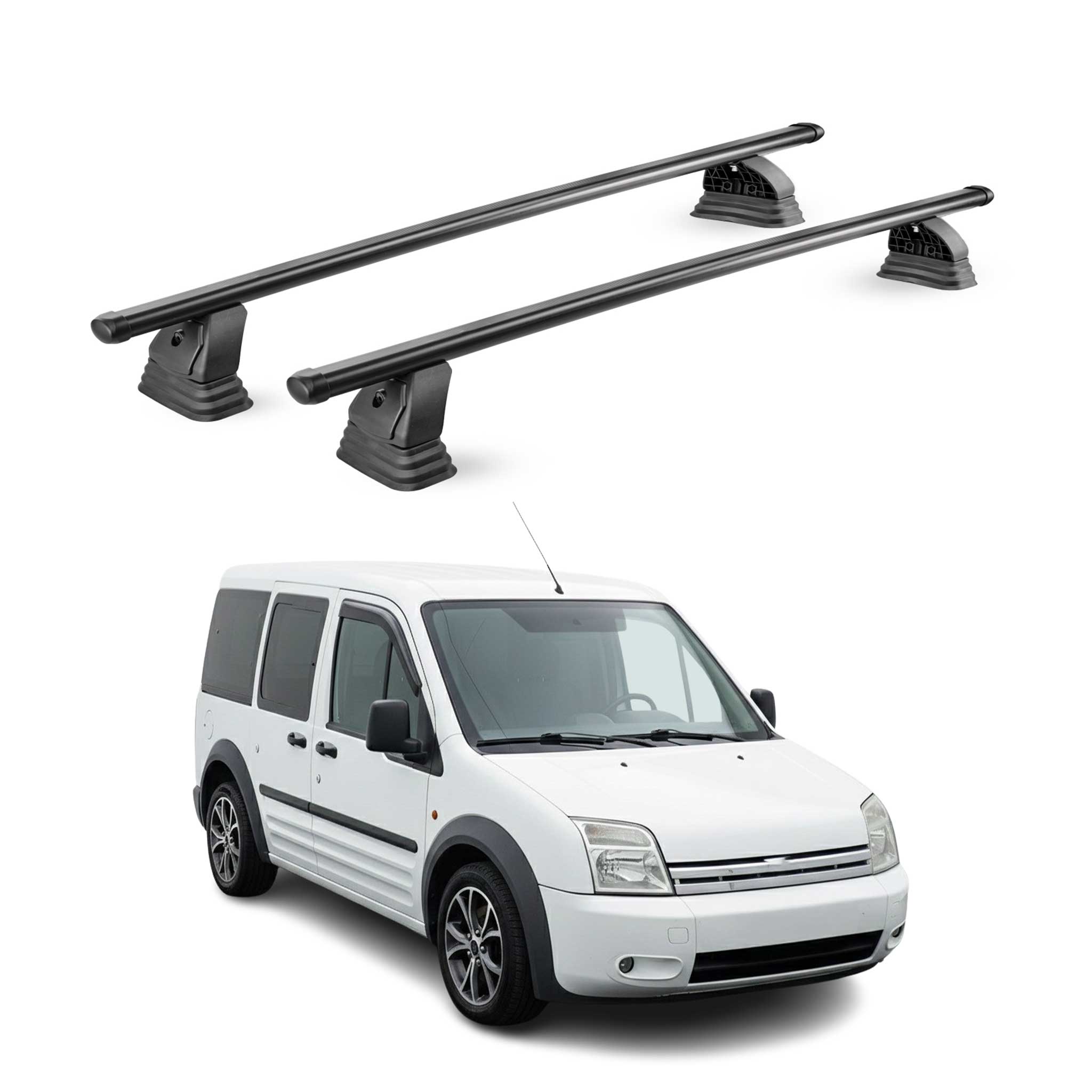 Barres de toit transversales acier pour Ford Connect I 2002-2013 TÜV Noir 2Pcs