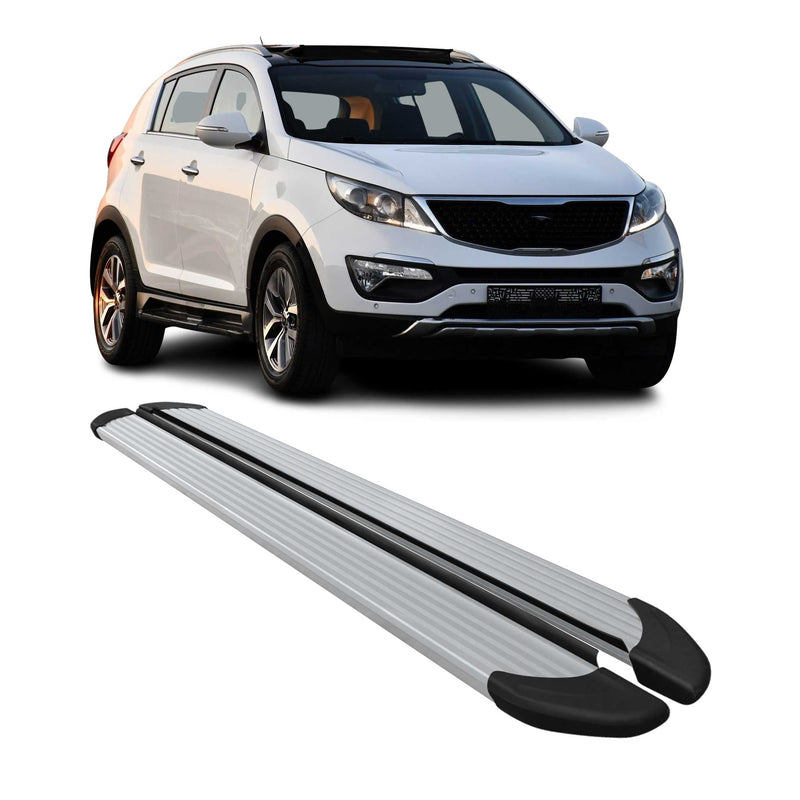 Marchepieds Latéraux pédale pour Kia Sportage 2010-2015 Aluminium Argent 2Pcs