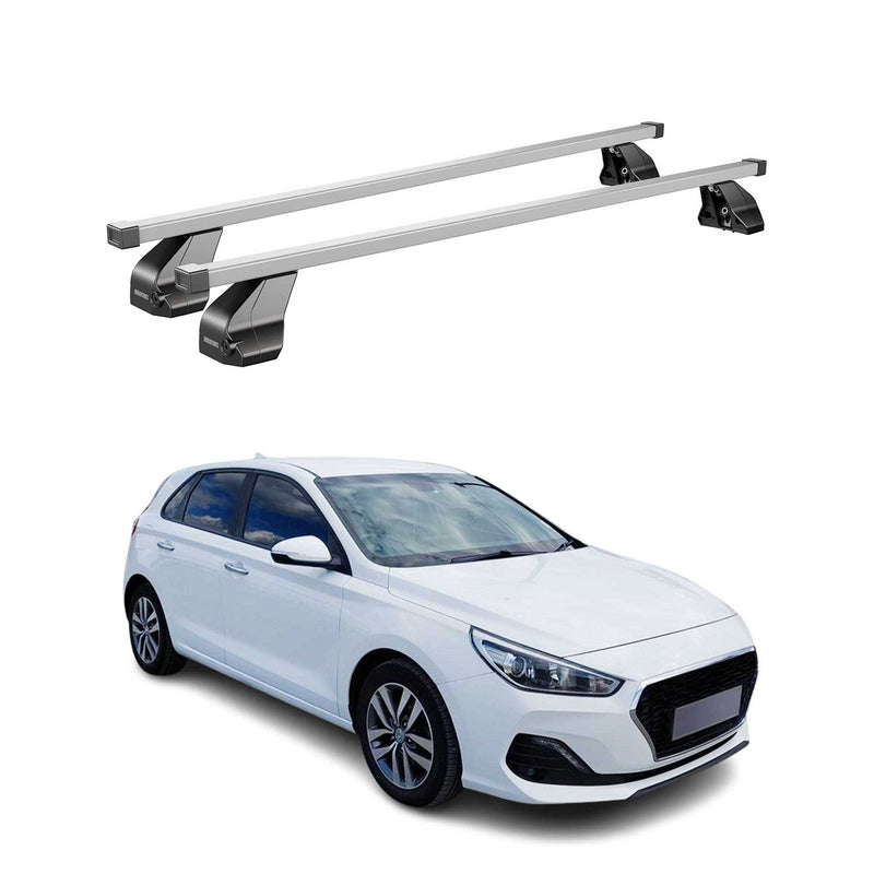 Barres de toit transversales pour Hyundai i30 2016-2020 Acier Argent