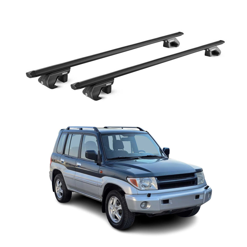 Barres de toit ABE pour Mitsubishi Pajero Sport K90 1998-2008 5 P Alu Noir 2x