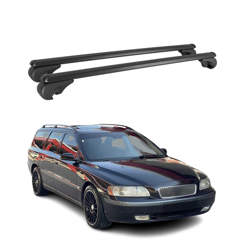 Barres de toit Transversales pour Volvo V70 2000-2007 Aluminium Noir