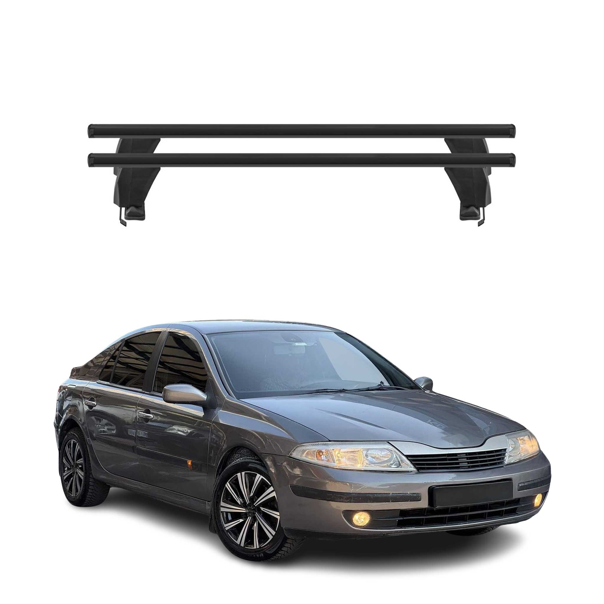 Menabo Barres de toit Transversales pour Renault Laguna II 2000-2008 Alu Noir