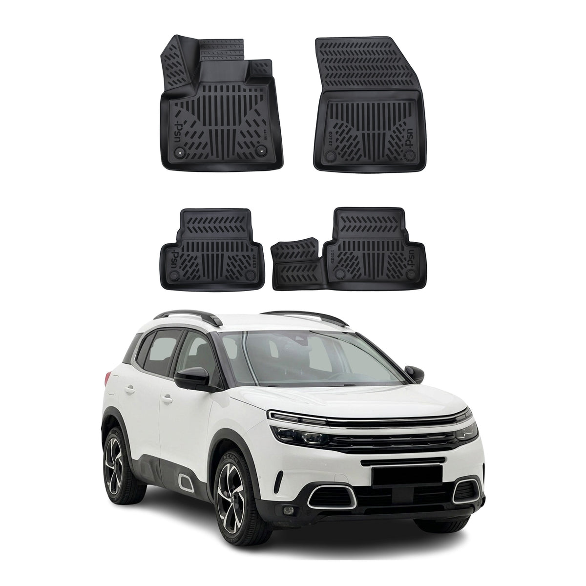 Tapis de sol pour Citroen C5 Aircross 2017-2025 Noir 3D en Caoutchouc TPE 4Pcs