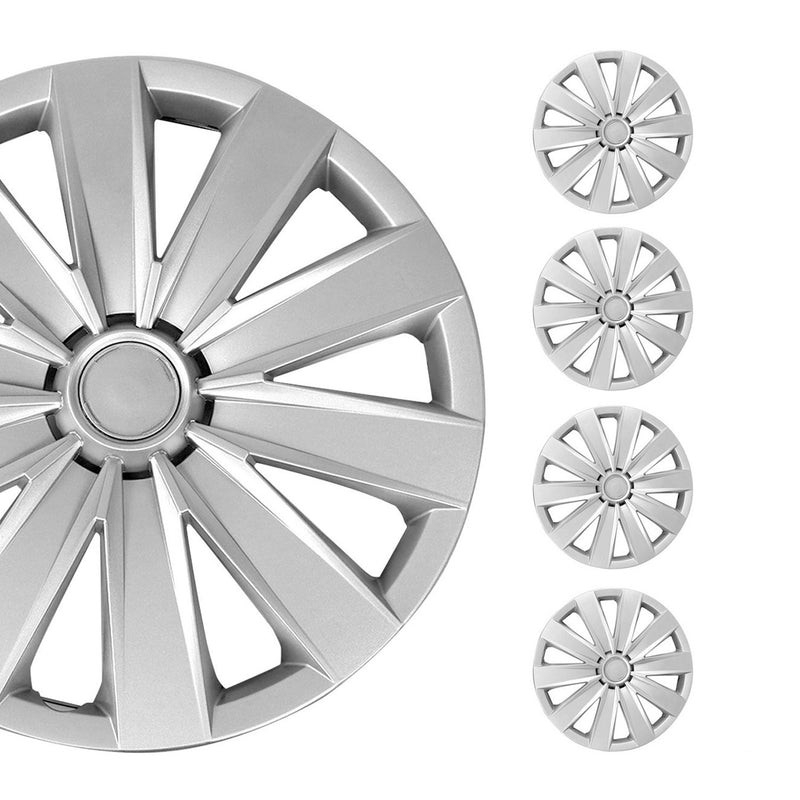 Jeu Enjoliveurs de Roue pour Renault Clio 4Pcs 15 Pouces Gris