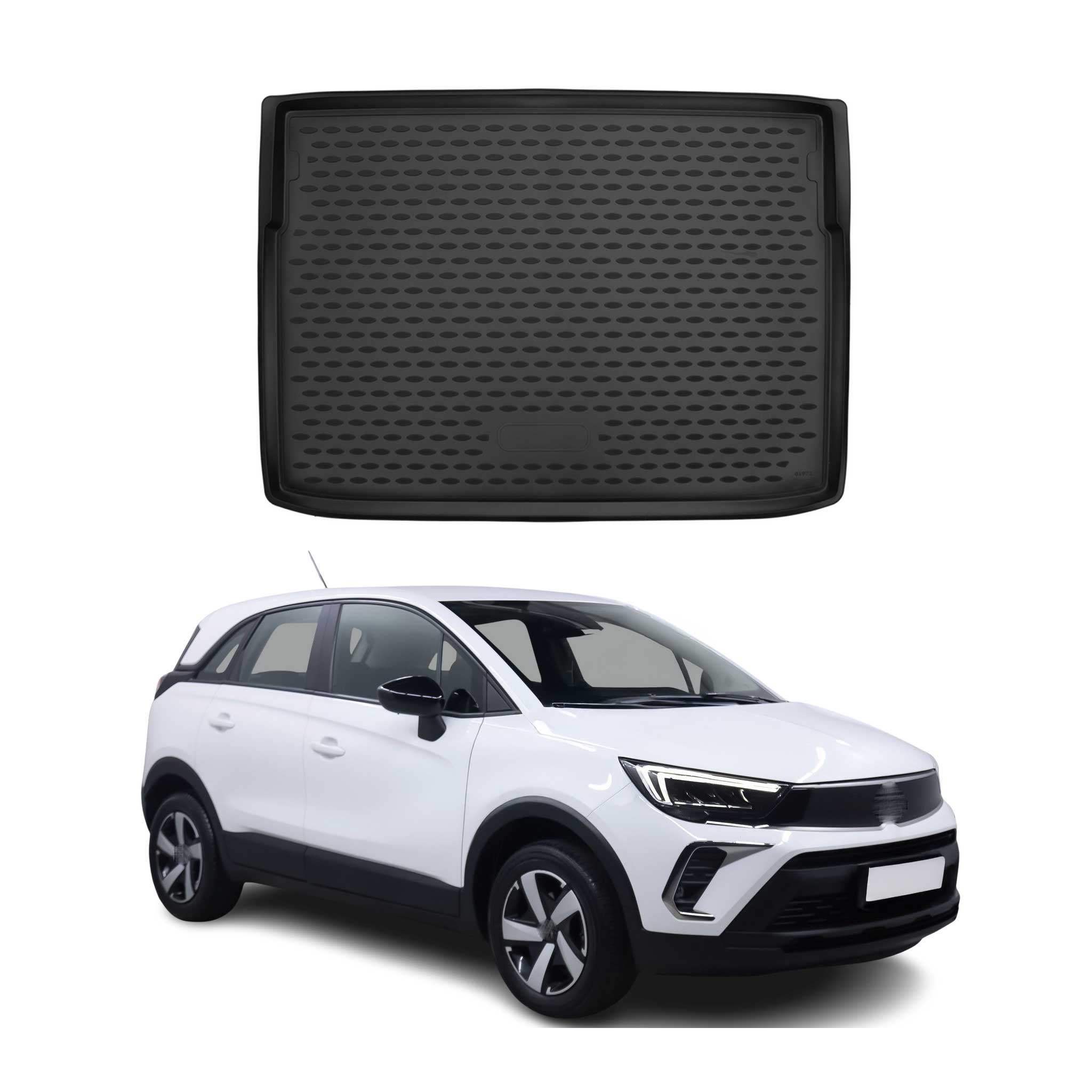 OMAC Tapis de coffre pour Opel Crossland X 2017-2024 sur mesure en caoutchouc