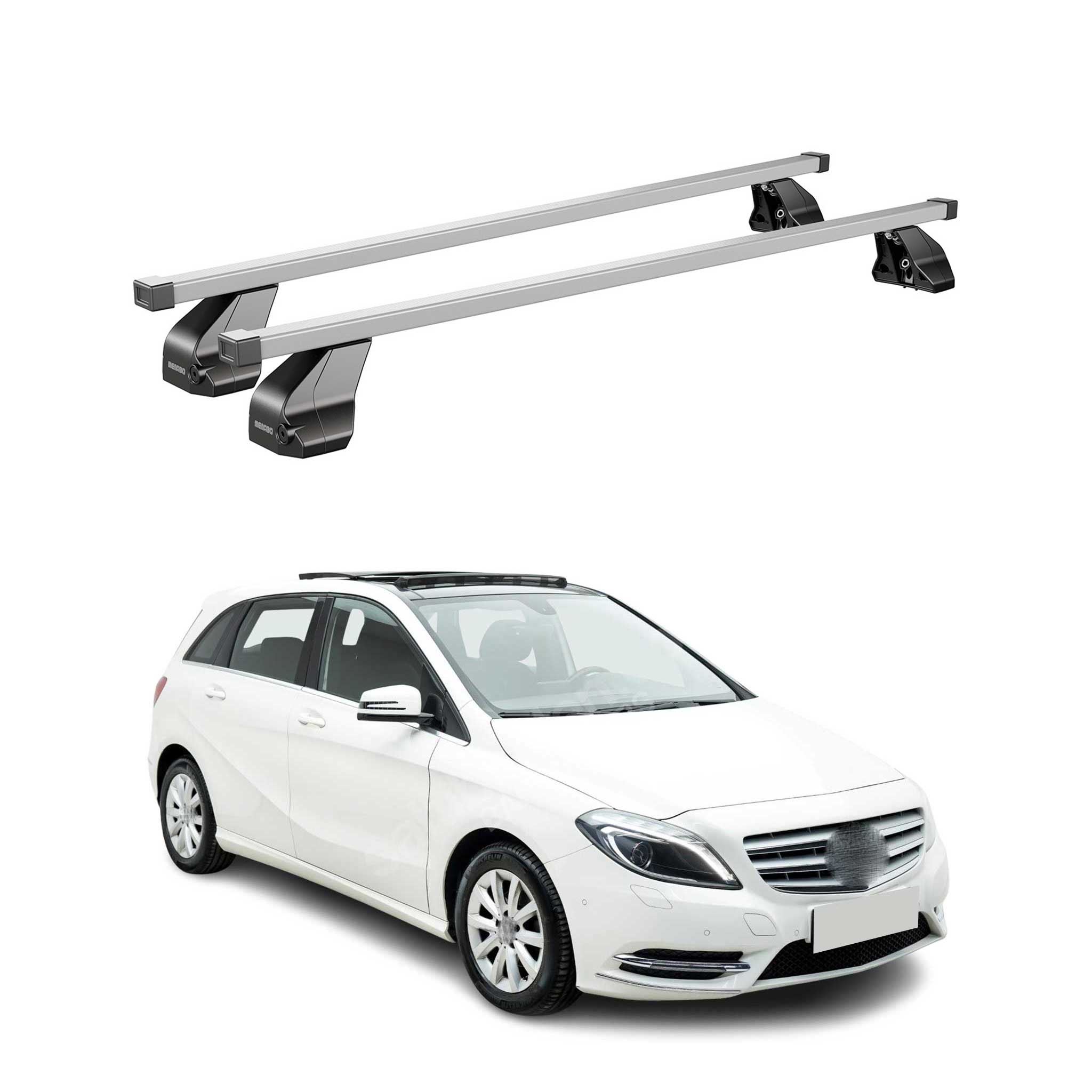 Barres de toit transversales pour Mercedes Classe B W246 2012-2018 Gris