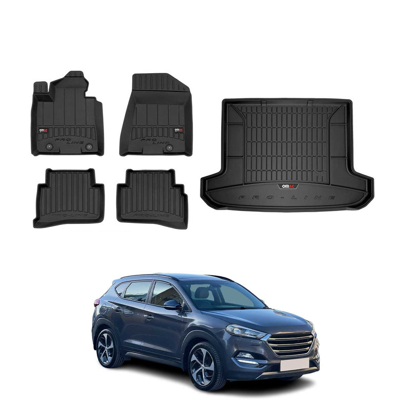 Kit Tapis de Sol et Coffre pour Hyundai Tucson 2015-2020 TPE Noir