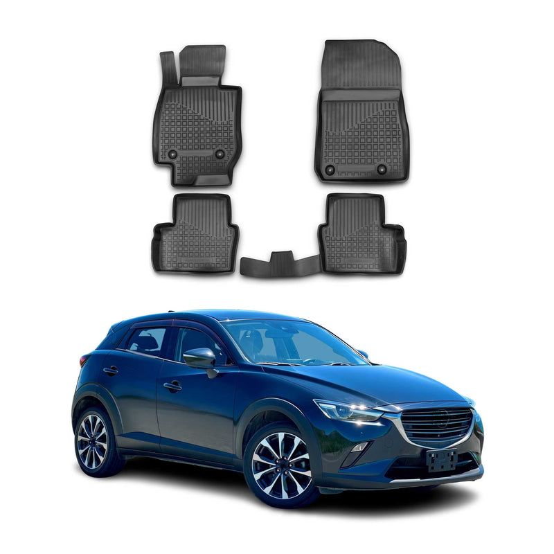 OMAC Tapis de sol pour Mazda CX-3 2015-2024 en caoutchouc Noir