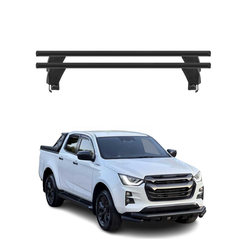 Menabo Barres de toit transversales pour Isuzu D-Max III 2019-2025 Alu Noir 2x
