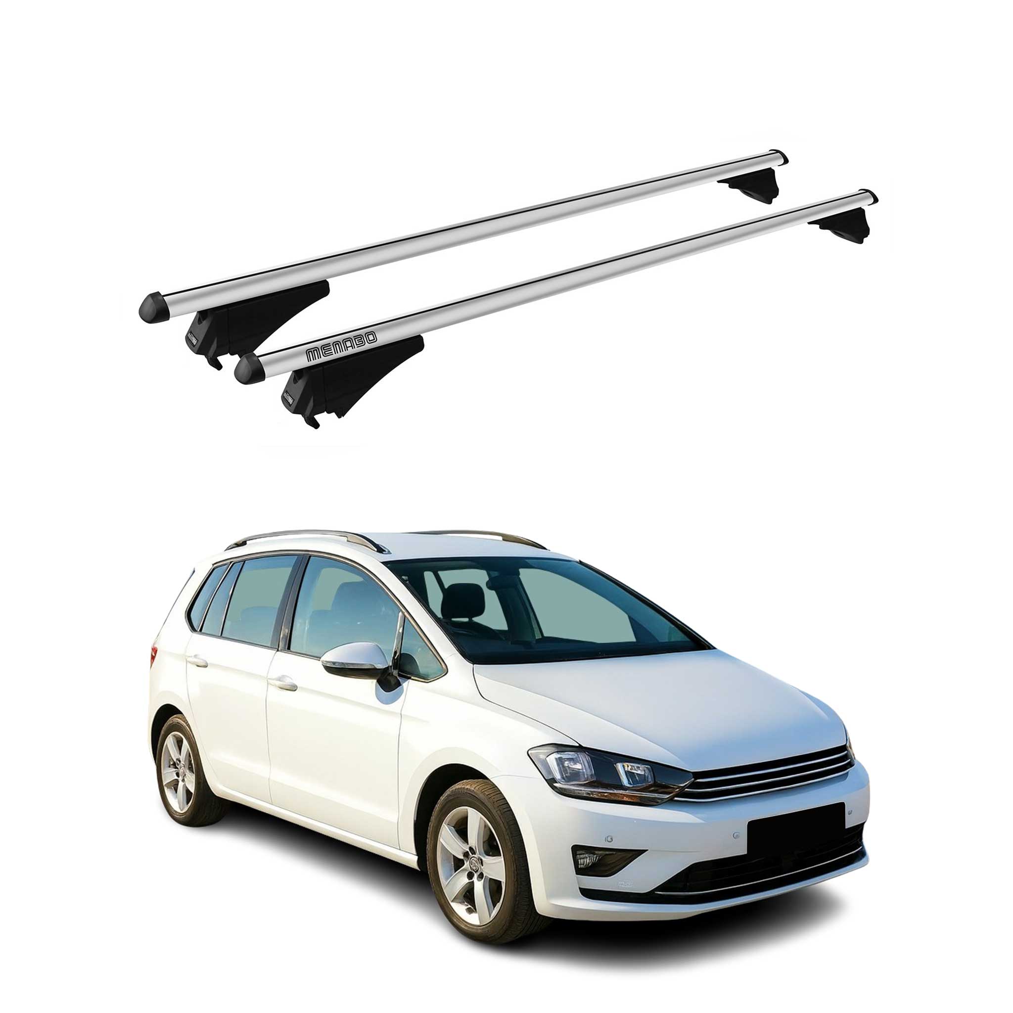 Tiger Barres de toit transversales pour VW Golf Sportsvan 2006-2019 Alu Gris 2x