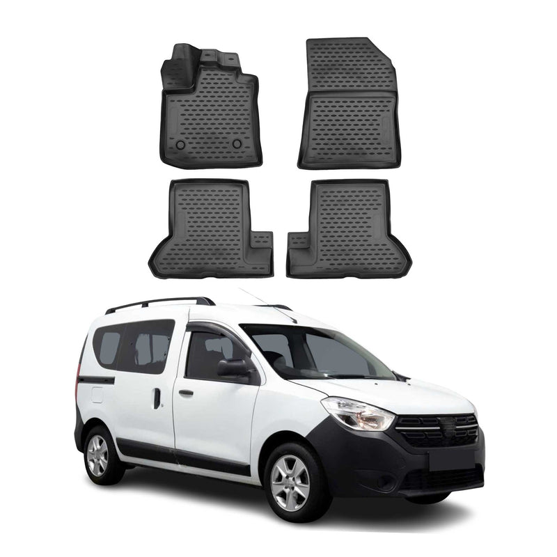 OMAC Tapis de sol pour Dacia Dokker 2018-2021 sur mesure en caoutchouc Noir